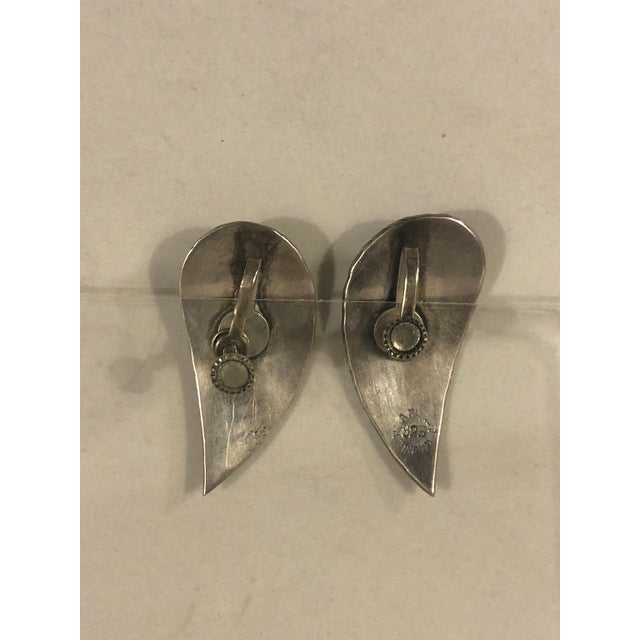 1950s 1950s Mexico Abalone Sterling Teardrop Earrings, Pair For Sale - Image 5 of 8