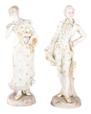 European Porcelain Statuettes, 1910, Set of 2