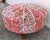 Wonderful large round pink puffy floral patchwork ottoman. Just Gorgeous! Wood legs. Solid and Sturdy. No damage of any...