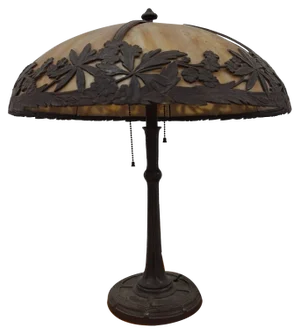 Miller Table Lamp with Bronze and Hard Stone Shade in the style of Tiffany