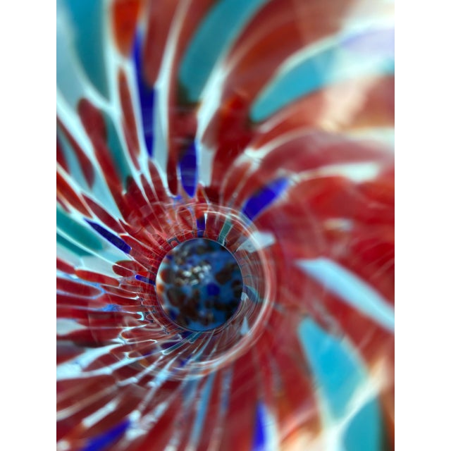 A stunning, authentic mid-century Murano glass patchwork millefiori vase, attributed to the historic Fratelli Toso furnace...