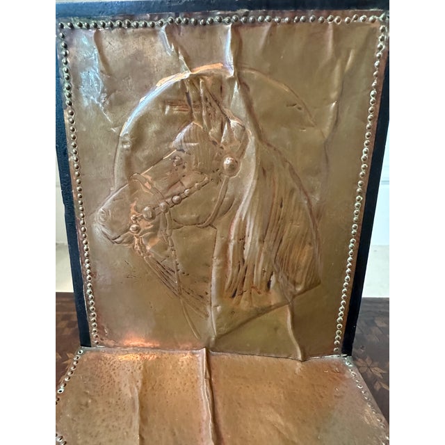 1940s Vintage Handcrafted Pair of Equestrian Bookends With Horses of Embossed Copper on Wood, Made in England For Sale - Image 5 of 14