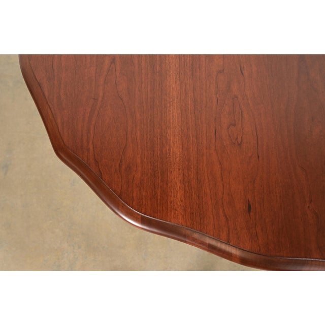 Kindel Furniture French Provincial Louis XV Carved Cherry Wood Extension Dining Table, Newly Refinished For Sale - Image 11 of 16