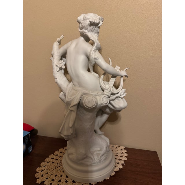 Large French Bisque Porcelain Muse With Mandolin Sculpture After Luca Madrassi For Sale In Little Rock - Image 6 of 10
