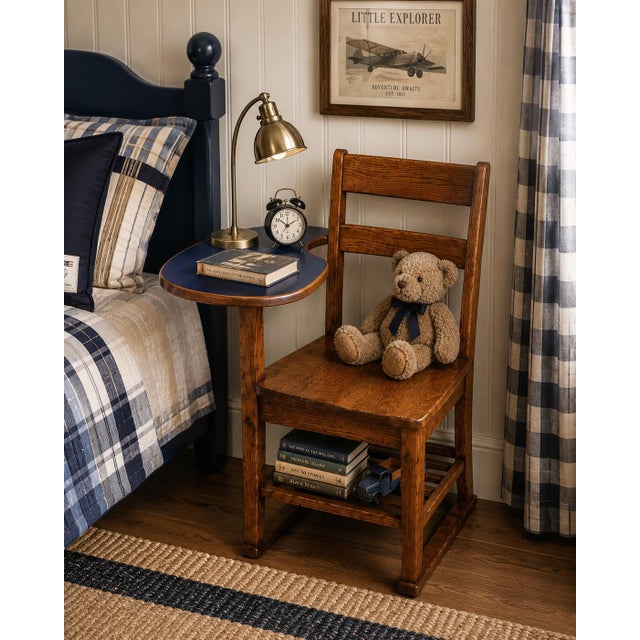 American Vintage Tel-Roll Posture Seating Oak Desk Chair Reimagined as a Children’s Nightstand For Sale - Image 3 of 3