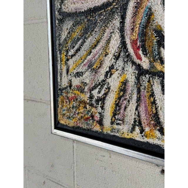 Textile Original Abstract Expressionist Textured Framed Canvas Painting Vintage Mid-Century Modern For Sale - Image 7 of 9