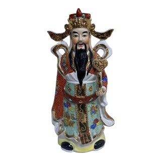 Large Vintage Asian Man Ceramic Statue For Sale