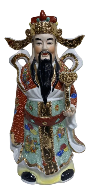 Large Vintage Asian Man Ceramic Statue