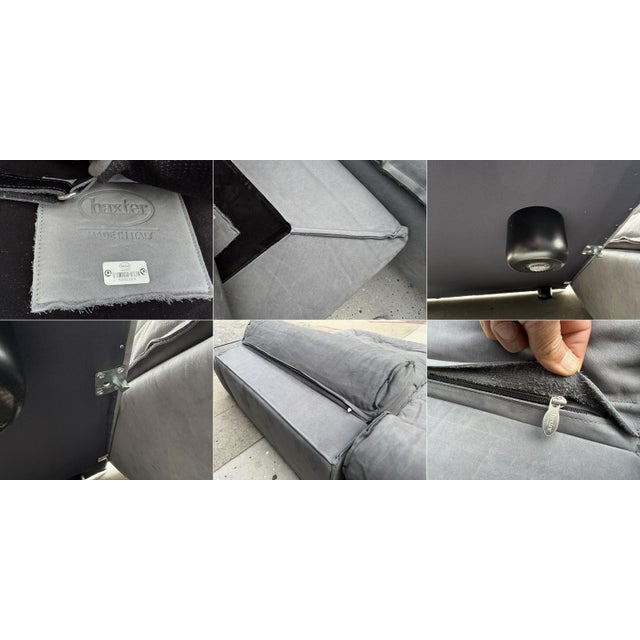 "Miami" Sectional Sofa by Paola Navone for Baxter Upholstered in Gray Leather For Sale - Image 17 of 18