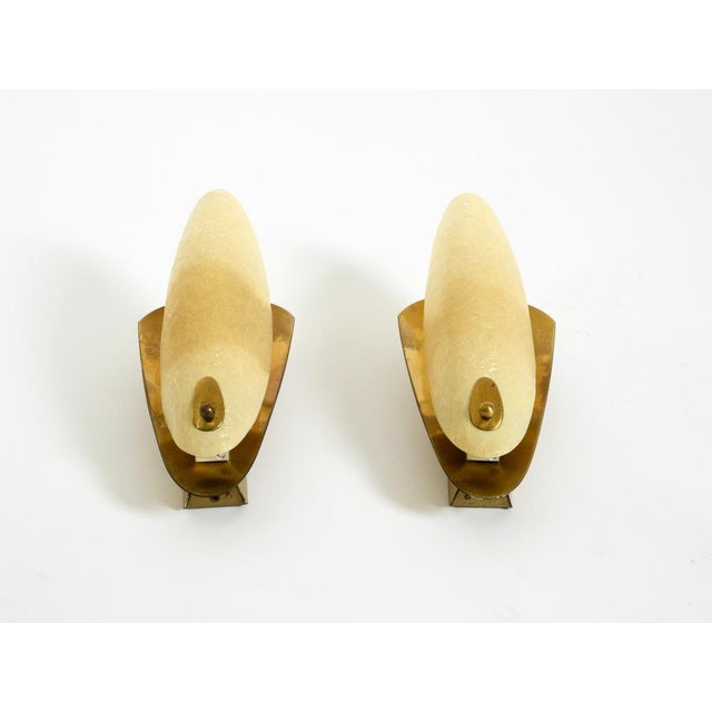Mid-Century Modern Brass Wall Lamps with Fiberglass Shades, 1950s, Set of 2 For Sale - Image 6 of 18