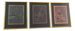 Jiǎnzhǐ Decoupage Artworks with Birds, Set of 3