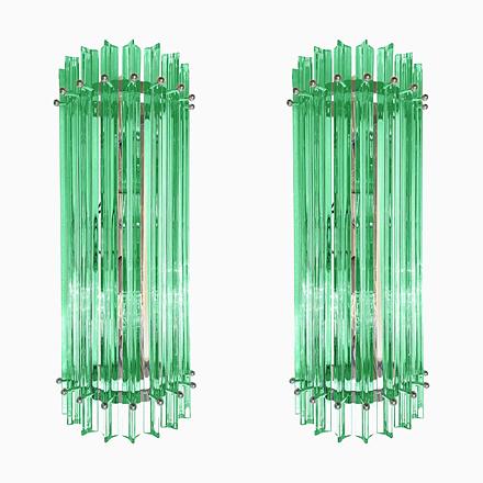 Glass Green Wather Triedro Murano Glass Wall Sconces by Simoeng, Set of 2 For Sale - Image 7 of 7