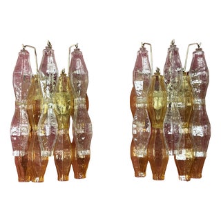 Poliedri Wall Lamps in Murano Glass in the style of Venini, 1950s, Set of 2 For Sale