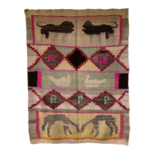 C. 1988 Vintage Peruvian Pictorial Textile With Animals and Inscription (73" X 55")