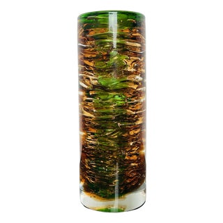 Model 6823 Uranium Art Glass Whirlpool Vase by František Vízner for Škrdlovice, Czechoslovakia, 1960s For Sale