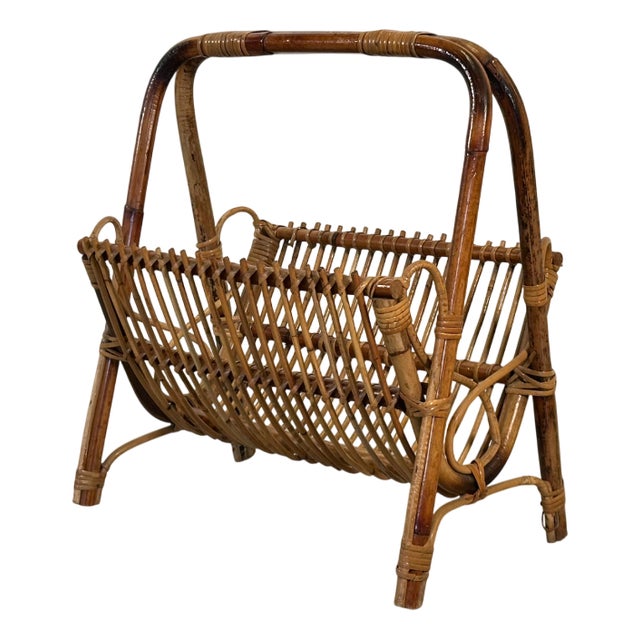 Bamboo Magazine Rack, 1970s For Sale
