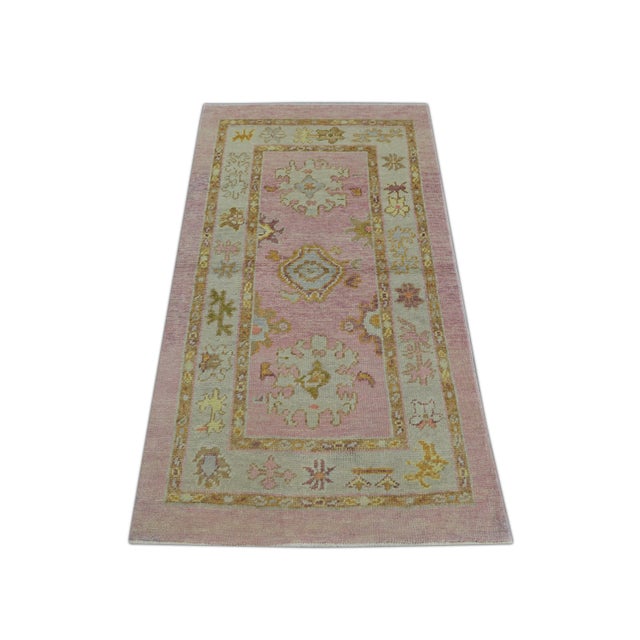 Textile Early 21st Century Pink Turkish Oushak Rug 2'9" X 5'1" For Sale - Image 7 of 7