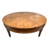 1960s Mid-Century Federal Style Burl Walnut Sunburst Coffee Table For Sale
