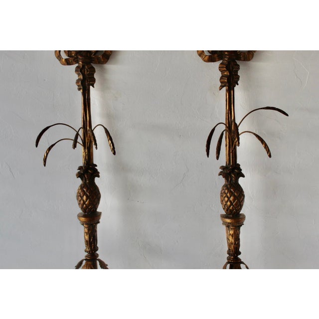 Monumental French Regency Style Gilded Wall Candle Sconces-a Pair For Sale - Image 9 of 18