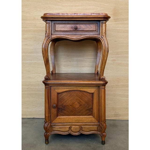 Early 20th Century French Bedside Tables with Cabriole Legs, 1950s, Set of 2 For Sale - Image 5 of 18