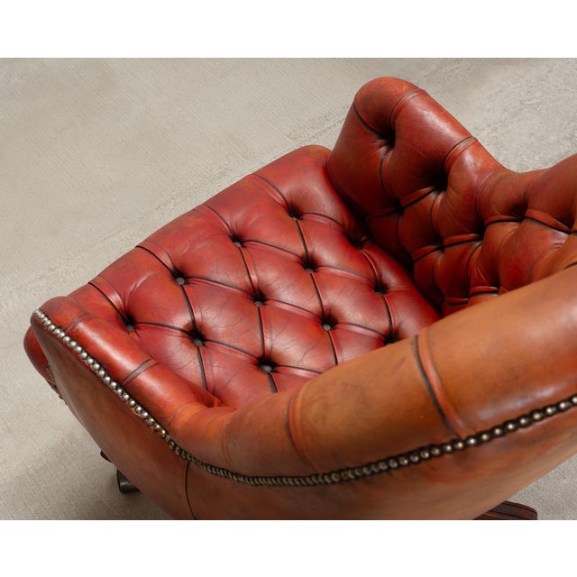 Chesterfield-Style Tufted Leather Executive Swivel Desk Chair For Sale - Image 12 of 18