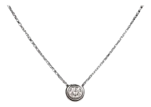 14k White Gold & Old European Cut 1.09 Ct. Solitaire Diamond Pendant Necklace