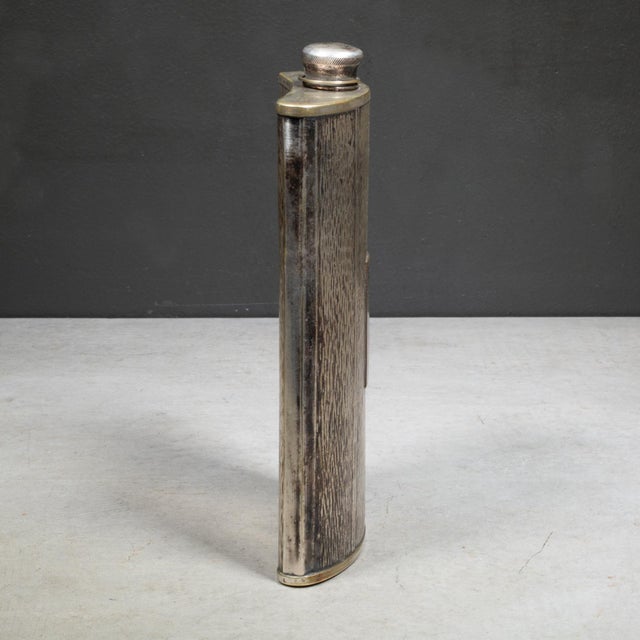Early 20th Century Early 20th Century Art Deco Monogrammed Nickel Silver Flask For Sale - Image 5 of 8