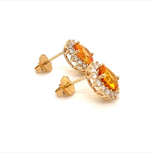 Natural Sapphire Diamond Stud Earrings 14k Gold 3.5 TCW Certified For Sale - Image 11 of 12