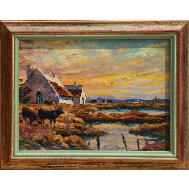 Untitled - Cows Unknown Artist Size: x Framed size: 7 x 9 inches Acrylic on Board