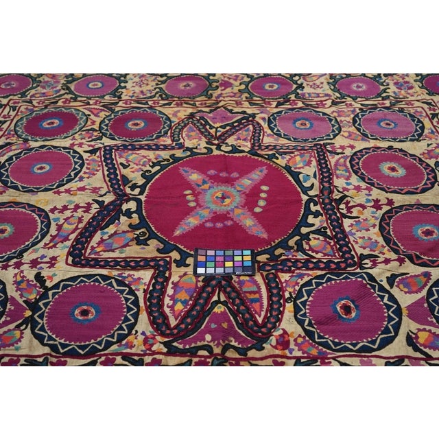 Antique Uzbekistan Suzani Textile Rug 6'2'' x 9'9'' For Sale - Image 11 of 11