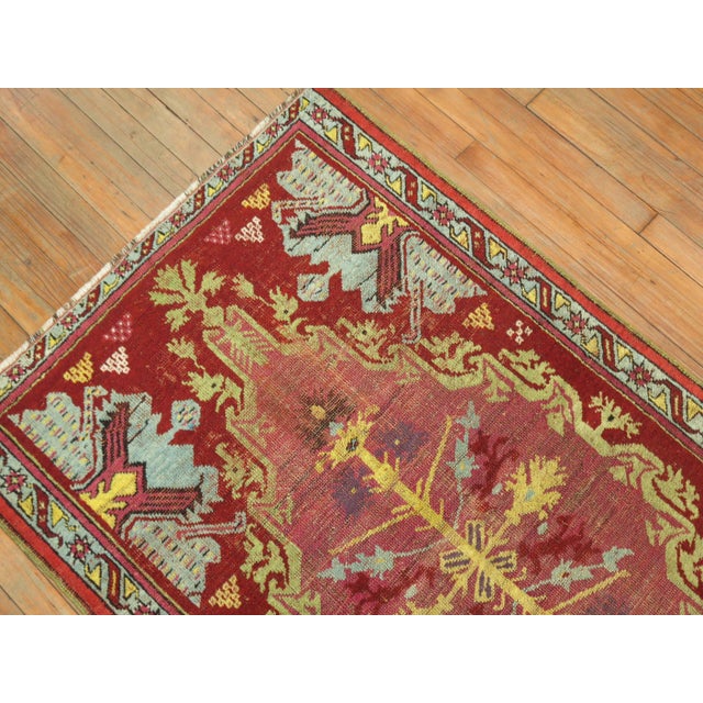 Cranberry 19th Century Antique Turkish Ghiordes Rug For Sale In New York - Image 6 of 18