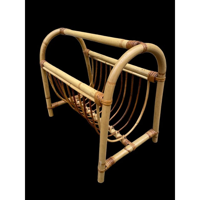 1970s Mid-Century Rattan Magazine Rack, 1970s For Sale - Image 5 of 6