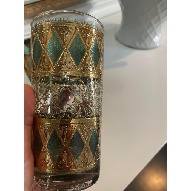 1970s 22k Gold Pitcher & Glassware Set by West Virginia Glass For Sale - Image 5 of 12