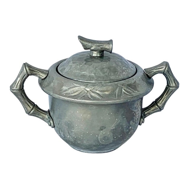 Vintage Faux Bamboo Aluminum Sugar Container For Sale