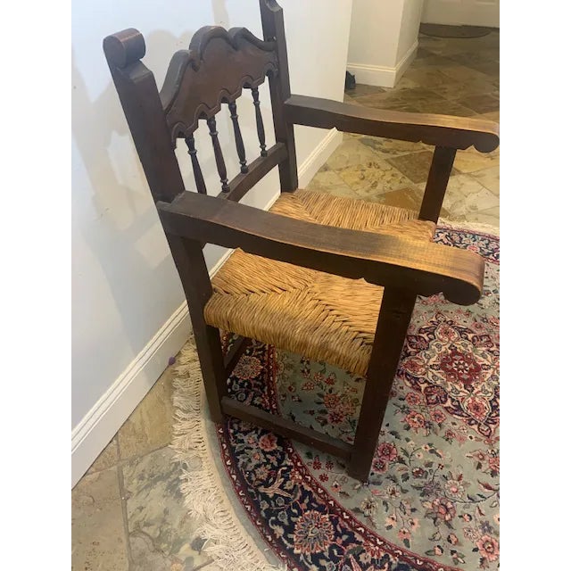 Mexican Early 20th Century Original Hand Carved Mexican Armchair For Sale - Image 3 of 9