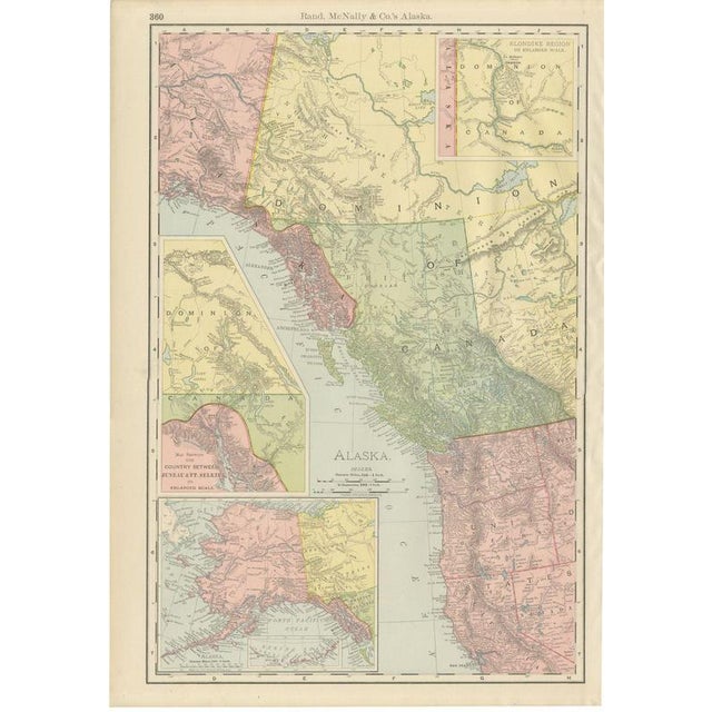 Antique Map of Alaska with Klondike Gold Fields Inset from Rand McNally, 1899 For Sale - Image 11 of 11