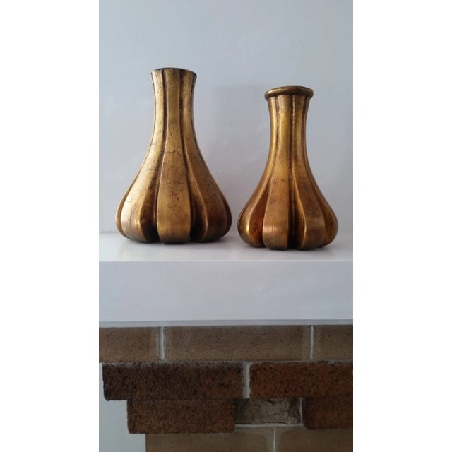 Mid 20th Century Mid-Century Modern Gold Decorative Vases - a Pair For Sale - Image 5 of 5