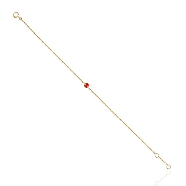 VR Jewels Modern 14k Yellow Gold Heart-Shaped Orange Sapphire Chain Bracelet For Sale - Image 4 of 17