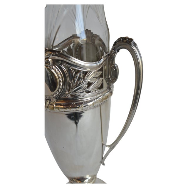 Pair of Tall Silver Victorian Urn form Vases with Glass Insert. United Kingdom, Late 19th Century