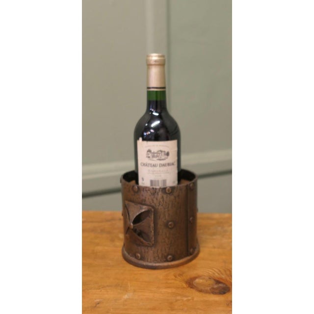 Metal French Arts and Crafts Pewter Bottle Carrier, 1960 For Sale - Image 7 of 8