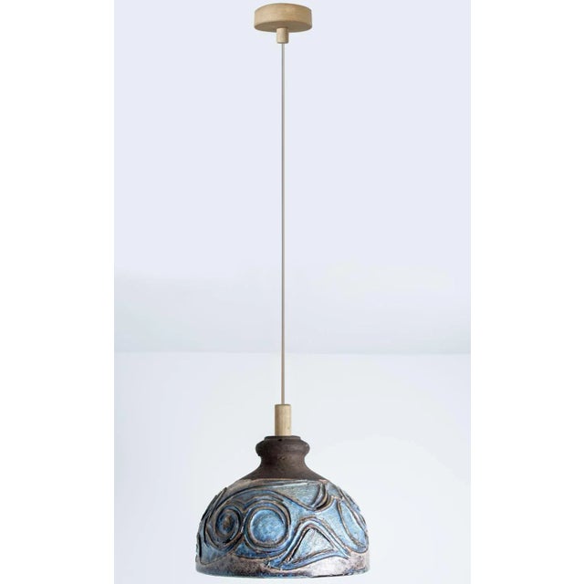 Blue Ceramic Pendant Light, Denmark, 1970 For Sale - Image 9 of 13