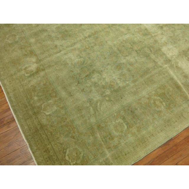 Early 20th Century Early 20th Century Green Persian Tabriz Herati Rug - 10'4" x 13'2" For Sale - Image 5 of 12