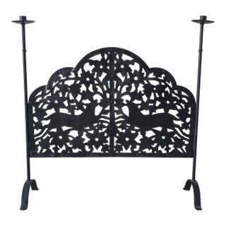 1970s Spanish Style Wrought Iron Fireplace Screen For Sale