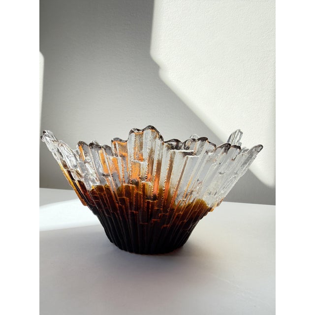 Amber Revontuli Bowl in Ice Glass by Tauno Wirkkala for Humppila, Finland, 1970s For Sale - Image 18 of 18