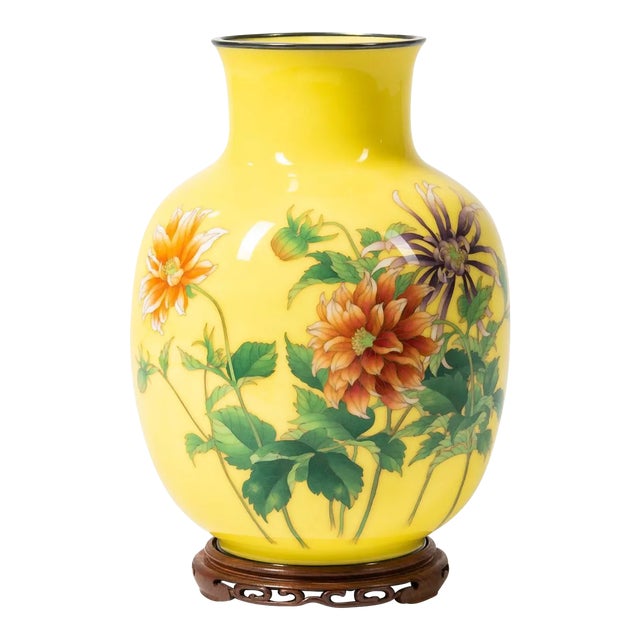 Japanese Ando Jubei Cloisonné Vase with Storage Box For Sale