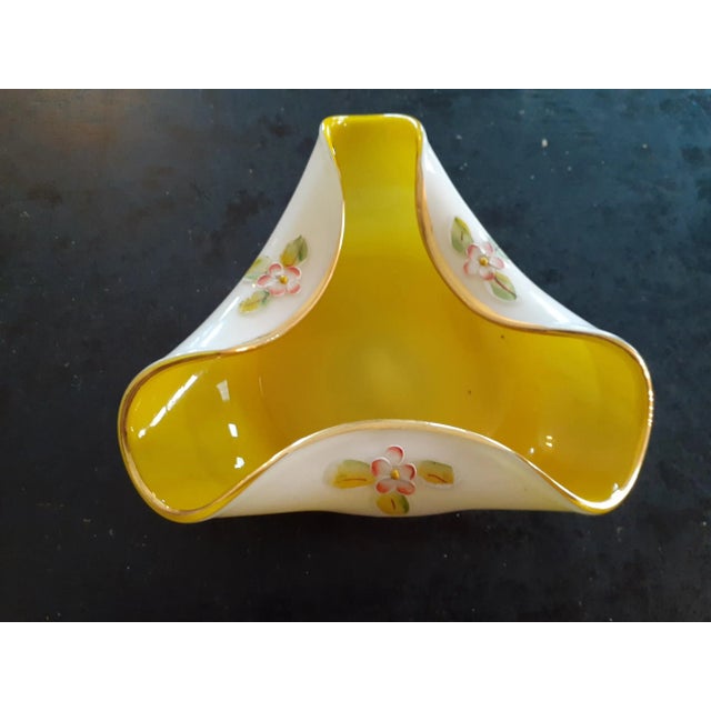 Vintage Nasco Japan Handpainted Art Glass Bowl For Sale - Image 4 of 7