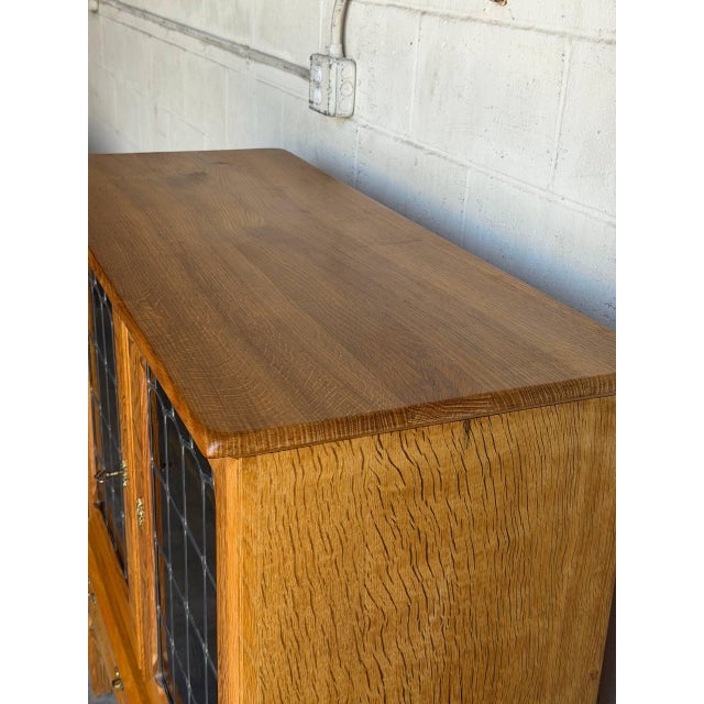In Style of Henning Kjærnulf Oak Cabinet Storage With 2 Glass Doors and Drawers Denmark Mid-Century Modern 1960s For Sale - Image 11 of 11