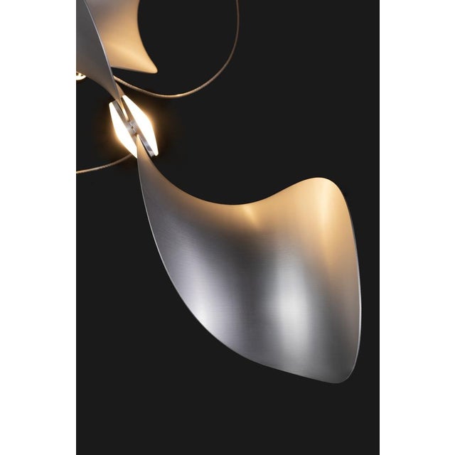 Silver Dune 8 Curve Chandelier with Silver Anodized Shades by Daniel Becker For Sale - Image 8 of 14