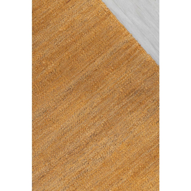 Gold Solid Handwoven Premium Natural Jute Yarn Flatweave Rug 5x8 Ft. For Sale - Image 4 of 12