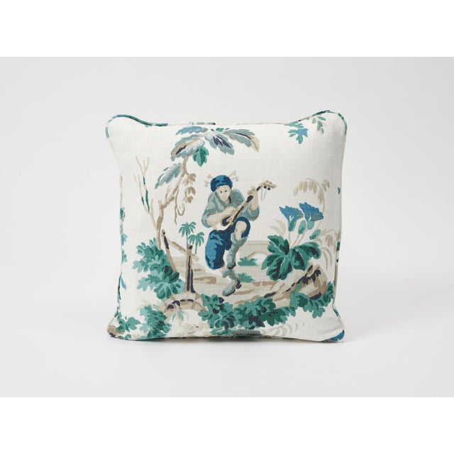 Textile Schumacher Plaisirs De La Chine Linen Print Double-Sided Pillow For Sale - Image 7 of 9